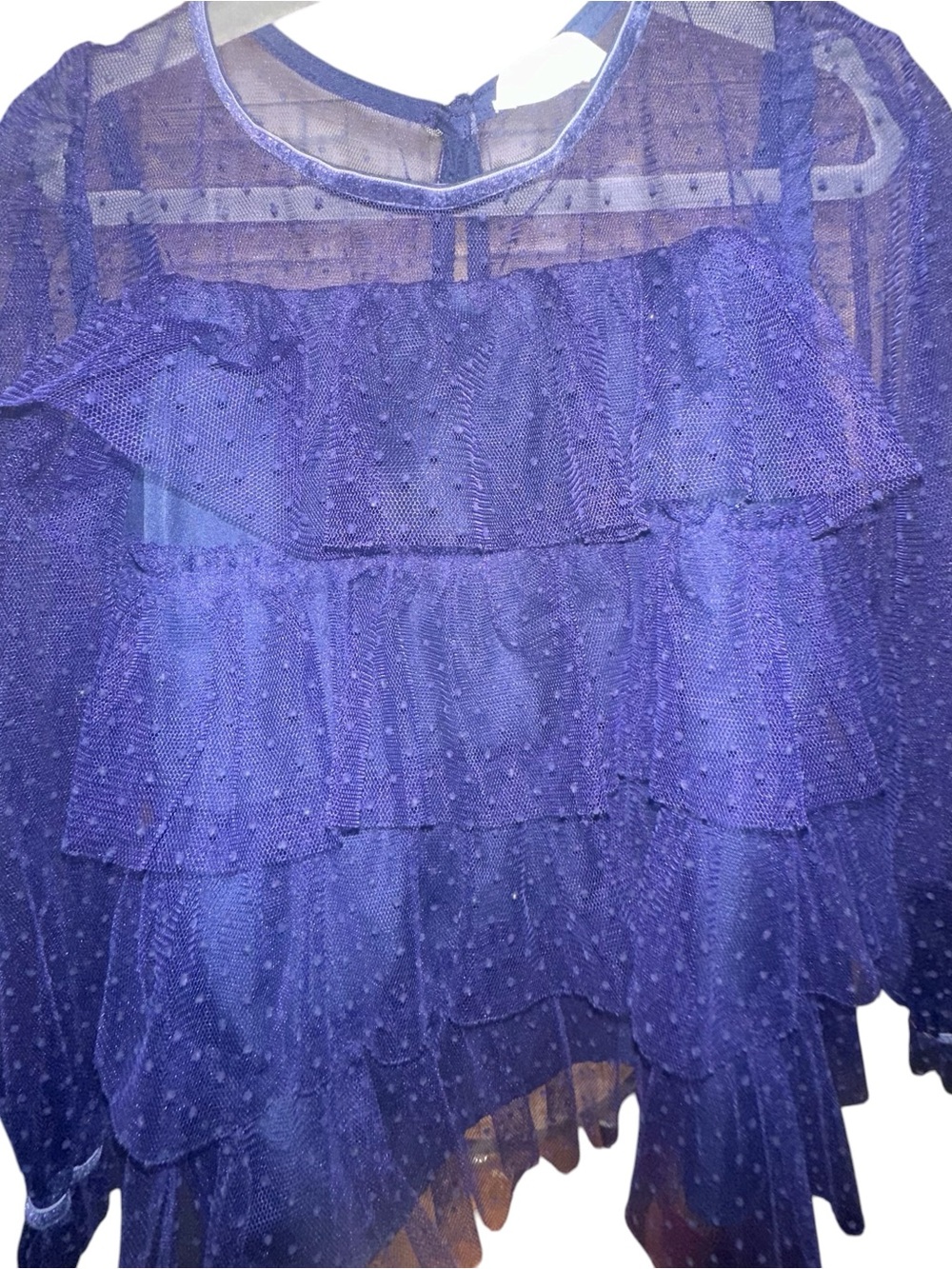 Crewcuts 4T blue tiered lace top